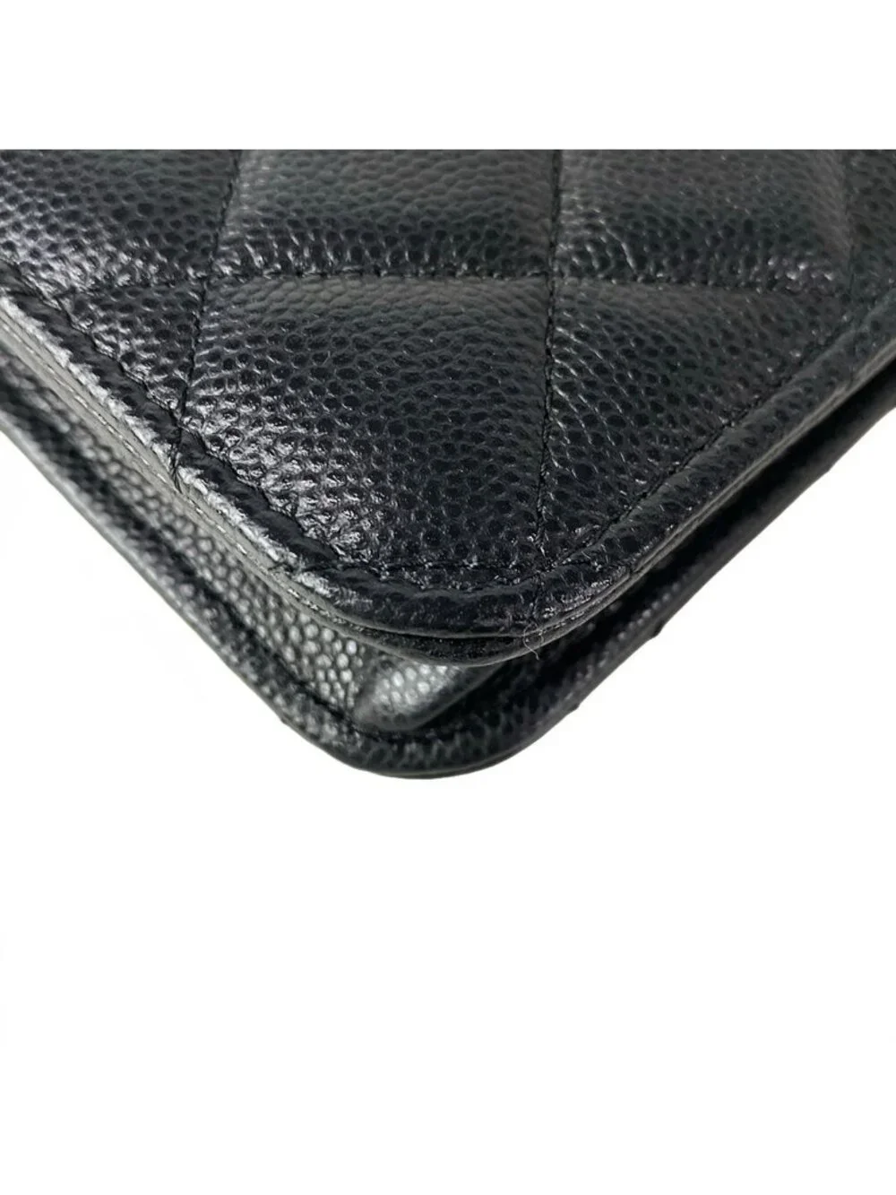 Chanel Shoulder Bag Quilted Black Gold Phone Strap Case Chain